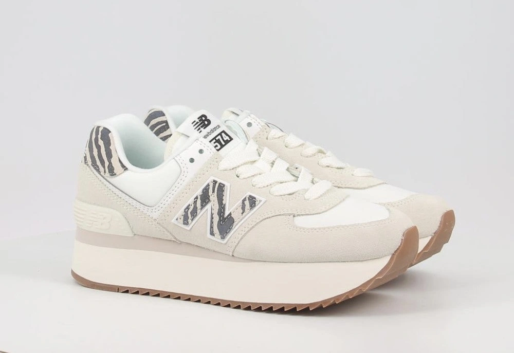 imagen de new balance 574 plataforma blanco/zebra