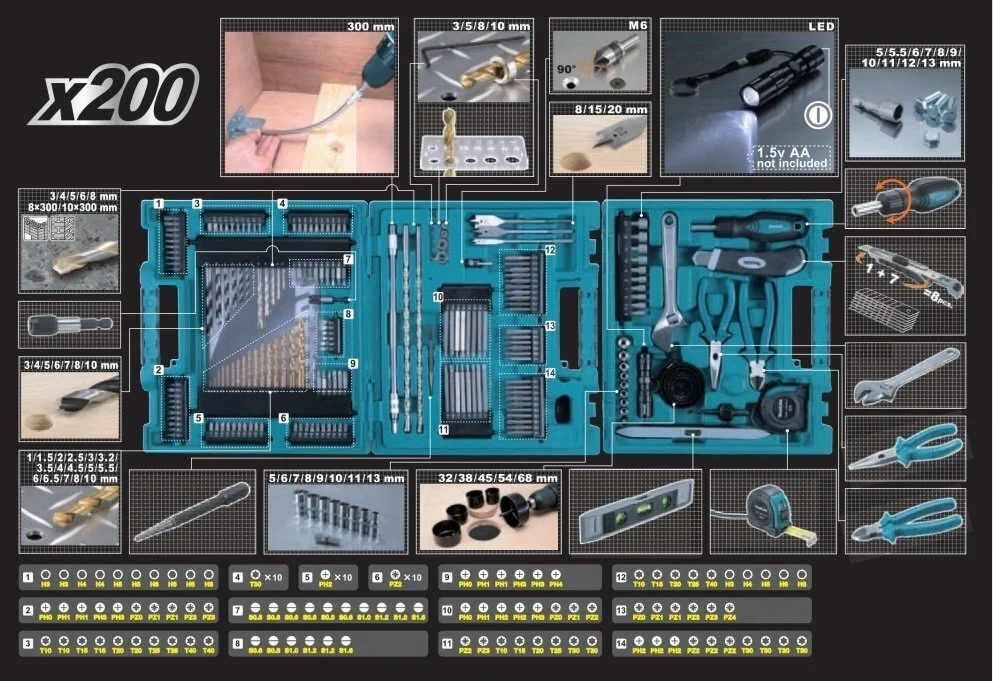 imagen de MAKITA maletín de accesorios 200pcs