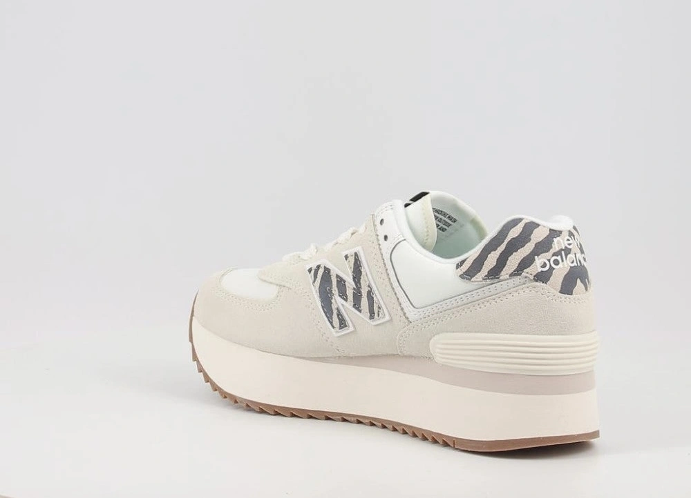 imagen de new balance 574 plataforma blanco/zebra