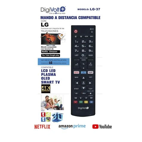 imagen de MANDO A DISTANCIA COMPATIBLE LG PEQUEÑO LG37