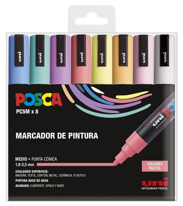 imagen de Rotulador UNI POSCA PC-5M  8u. Pastel