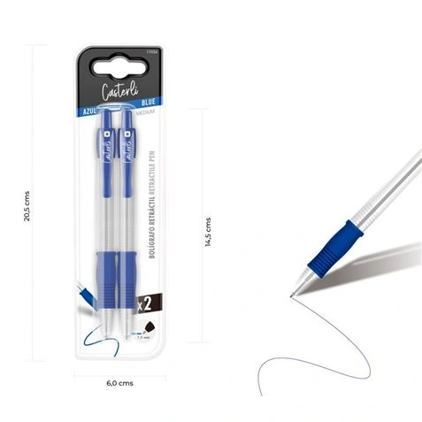 imagen de PACK 2 BOLÍGRAFOS RETRÁCTIL 1.0MM AZUL CASTERLI