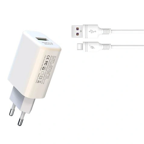 imagen de PACK CARGADOR CORRIENTE L85D 18W + CABLE TIPO C BLANCO