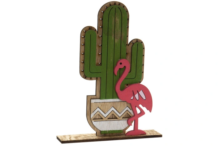 imagen de Figura decorativa flamenco y cactus