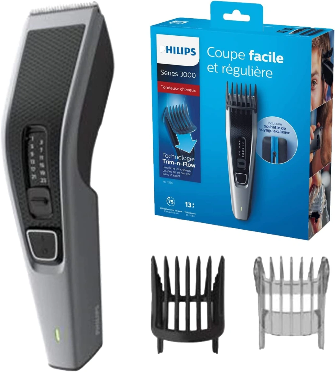 imagen de Philips HAIRCLIPPER Series 3000 Cortapelos HC3536/15 - Afeitadora (Negro, Gris, Rectángulo, 0,5 mm, 2,3 cm, 4,1 cm, Barba, Oído)