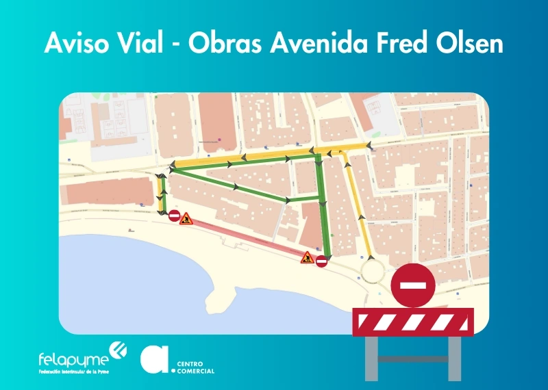 FRAGMENTO DE LA AVENIDA FRED OLSEN CERRADO POR OBRAS 