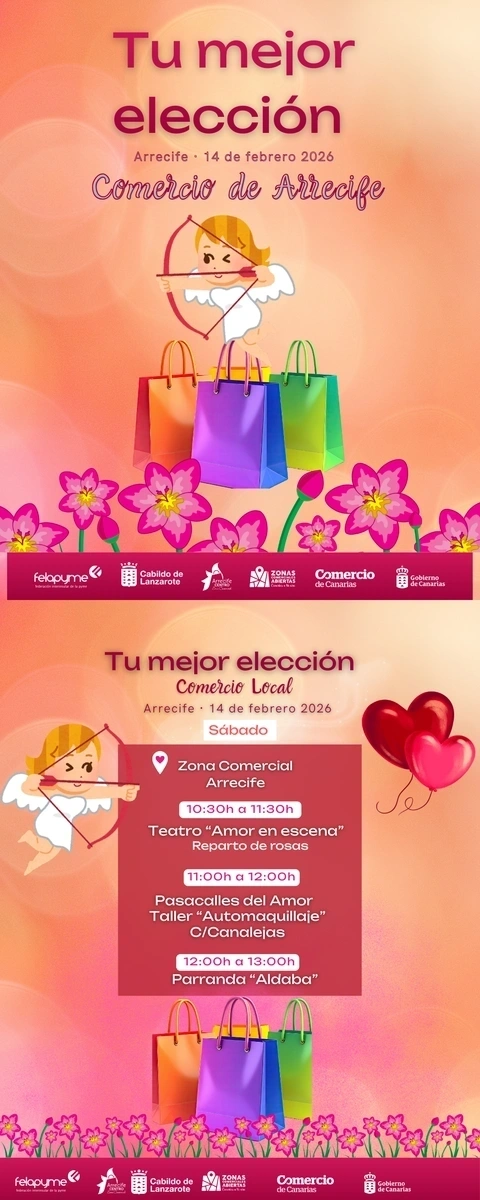 ¡ESTE 14 DE FEBRERO, VEN Y DISFRUTA DE TU COMERCIO LOCAL EN ARRECIFE!