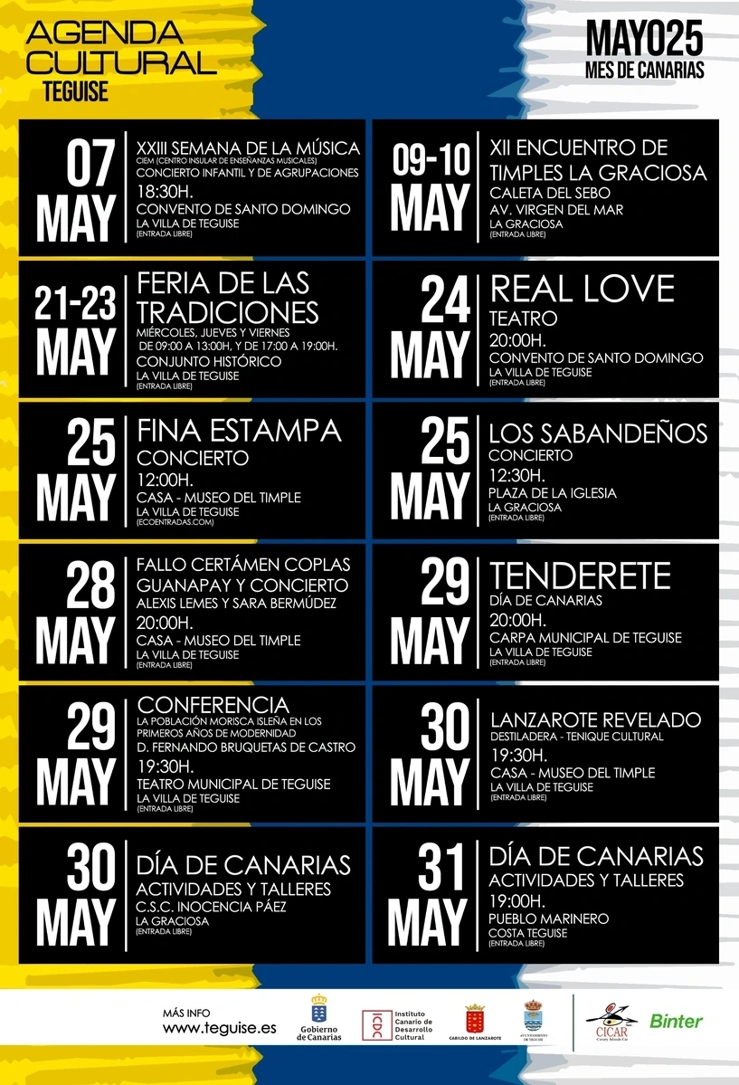 Programa de actividades por el día de canarias en el municipio de Teguise