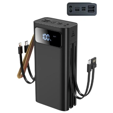 Imagen de: POWERBANK PR142 30000MAH | 4 ENTRADAS Y 5 SALIDAS | DISPLAY Y CABLES 