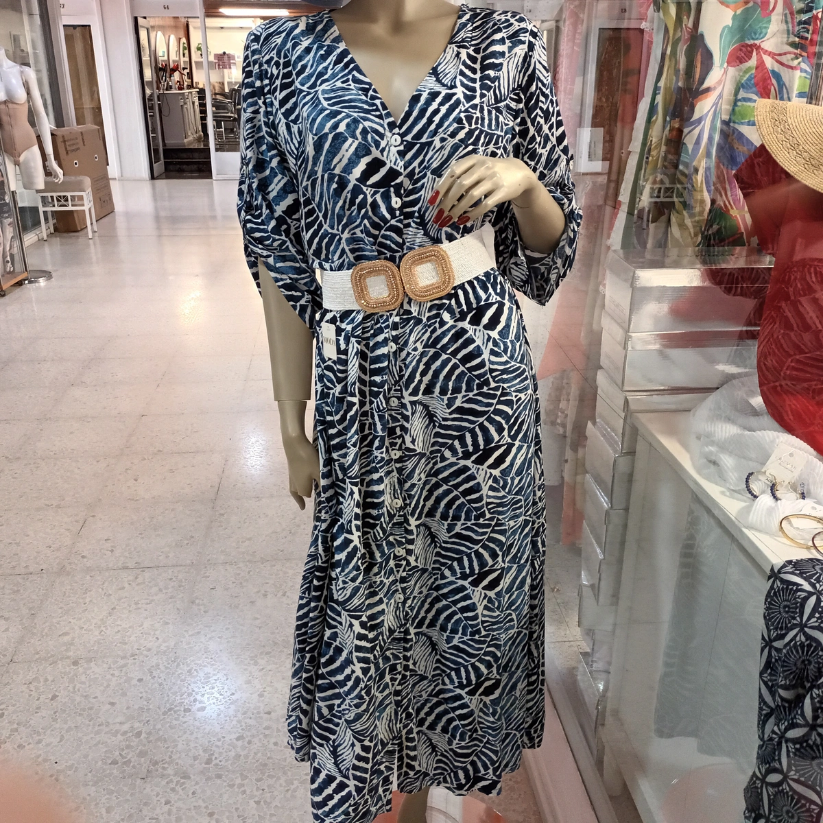 Imagen de: Vestido Estampados Azules y Blanco 